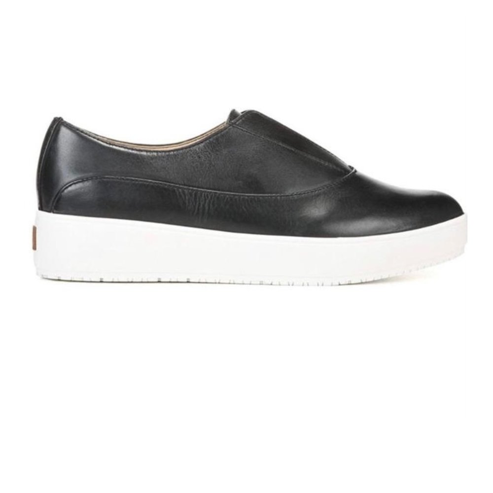 Dr Scholl's Black Blakely Slip on Flat Shoes with White Flatform US 7.5